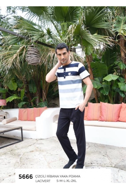 5666 STRIPE RIBANA YAKA PYJAMA SET