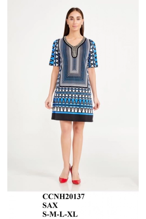 H20137 KISA KOL ELBİSE