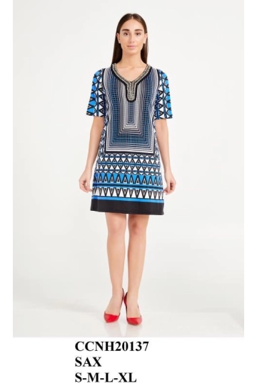 H20137 KISA KOL ELBİSE